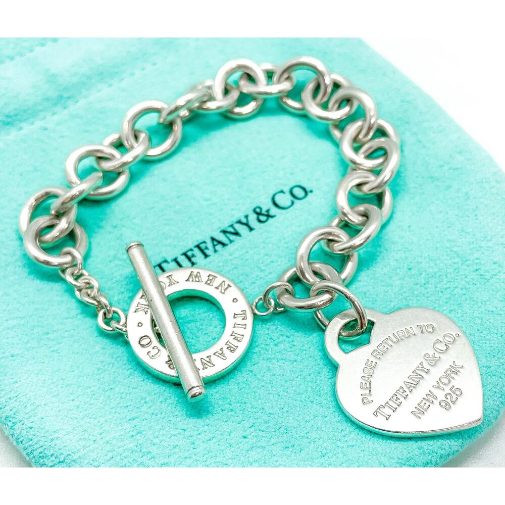 Tiffany & Co. Return to Tiffany Heart Tag Toggle Bracelet Sterling Silver 6.5" - Picture 12 of 13